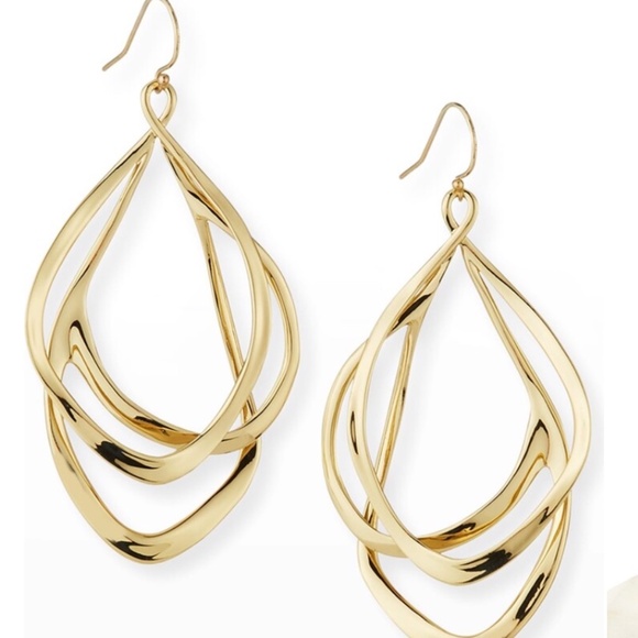 Alexis Bittar Sculptural Orbit Wire Drop Earrings - Gold Plated, Never Worn - Picture 3 of 11